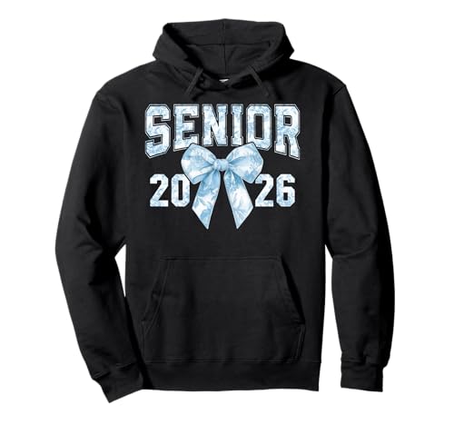 Senior 2026 Coquette Bow Blue Toile Floral Preppy Damen Mädchen Pullover Hoodie von Class of 2026 Senior 26 Coquette Bow Graduation 26