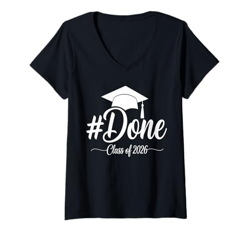 Damen Abgeschlossen, Klasse 2026, Senior 2026, Abschluss 2026, Senior 26 T-Shirt mit V-Ausschnitt Damen Abgeschlossen, Klasse 2026, Senior 2026, Abschluss 2026, Senior 26 T-Shirt mit V-Ausschnitt von Class of 2026 Senior 26 School Graduation Seniors