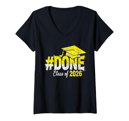 Damen Abgeschlossen, Klasse 2026, Senior 2026, Abschluss 2026, Senior 26 T-Shirt mit V-Ausschnitt Damen Abgeschlossen, Klasse 2026, Senior 2026, Abschluss 2026, Senior 26 T-Shirt mit V-Ausschnitt von Class of 2026 Senior 26 School Graduation Seniors