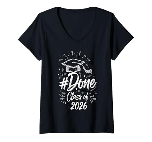 Damen Abgeschlossen, Senior 2026, Klasse von 2026, Graduate 2026, Senior School T-Shirt mit V-Ausschnitt Damen Abgeschlossen, Senior 2026, Klasse von 2026, Graduate 2026, Senior School T-Shirt mit V-Ausschnitt von Class of 2026 Senior 26 School Graduation Seniors