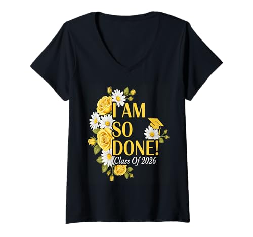 Damen Ich Bin so fertig Senior 2026 Abschlussjahrgang 2026 Absolvent 2026 Senior T-Shirt mit V-Ausschnitt Damen Ich Bin so fertig Senior 2026 Abschlussjahrgang 2026 Absolvent 2026 Senior T-Shirt mit V-Ausschnitt von Class of 2026 Senior 26 School Graduation Seniors