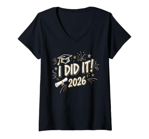 Damen Klasse 2026 Senior 2026 Abschluss 2026 Senior 26 Did it T-Shirt mit V-Ausschnitt Damen Klasse 2026 Senior 2026 Abschluss 2026 Senior 26 Did it T-Shirt mit V-Ausschnitt von Class of 2026 Senior 26 School Graduation Seniors