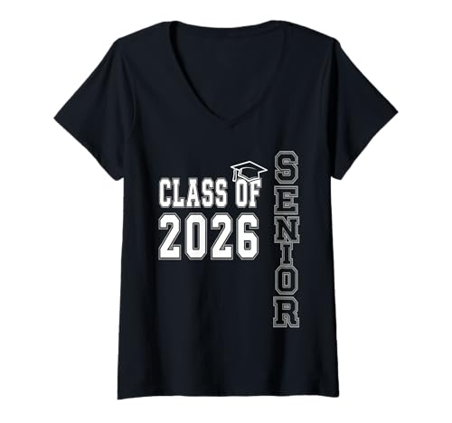 Damen Klasse 2026 Senior 2026 Abschluss 2026 Senior 26 Schule T-Shirt mit V-Ausschnitt Damen Klasse 2026 Senior 2026 Abschluss 2026 Senior 26 Schule T-Shirt mit V-Ausschnitt von Class of 2026 Senior 26 School Graduation Seniors