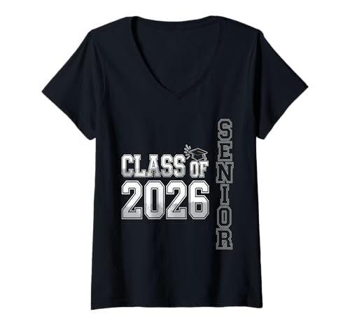 Damen Klasse 2026 Senior Mom 2026 Graduation 2026 Senior 2026 T-Shirt mit V-Ausschnitt Damen Klasse 2026 Senior Mom 2026 Graduation 2026 Senior 2026 T-Shirt mit V-Ausschnitt von Class of 2026 Senior 26 School Graduation Seniors