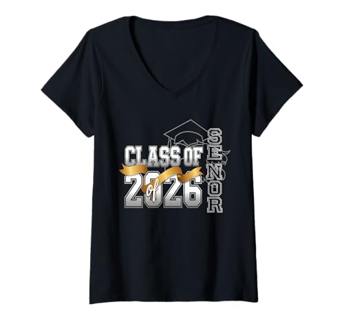 Damen Senior 2026 Klasse von 2026 Absolvent 2026 Senior 2026 School T-Shirt mit V-Ausschnitt Damen Senior 2026 Klasse von 2026 Absolvent 2026 Senior 2026 School T-Shirt mit V-Ausschnitt von Class of 2026 Senior 26 School Graduation Seniors