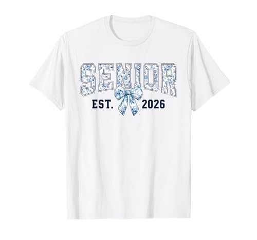Coquette Bow Toile Preppy Girly für Senioren 2026, Klasse von 26 T-Shirt von Class of 2026 Senior Graduation Girl Women Floral