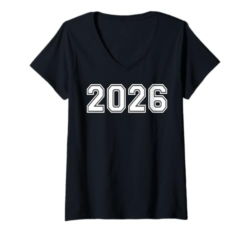Damen Teamsport, Hochschule, Grafikschule, Matching Varsity, 2026 T-Shirt mit V-Ausschnitt von Class of 2026 Varsity Pride Senior Spirit Gifts