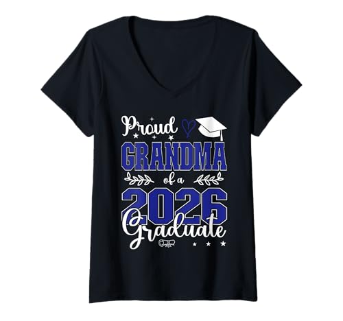 Damen Stolze Oma Einer Klasse von 2026 Absolventin für den Abschluss T-Shirt mit V-Ausschnitt von Class of 2026 graduate proud family Tees