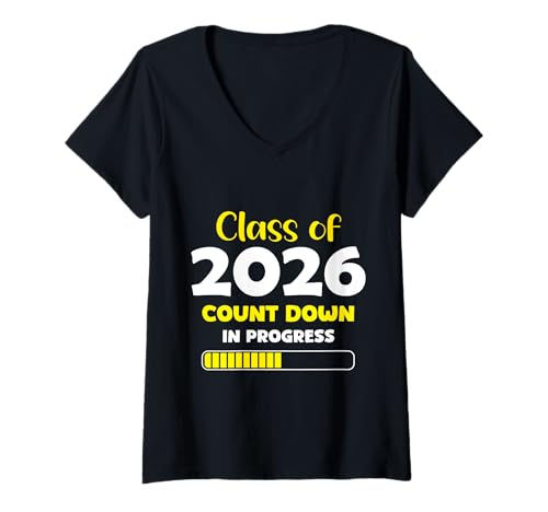 Damen Countdown der Klasse 2026 im Fortschritt zurück zur Schule 2026 T-Shirt mit V-Ausschnitt Damen Countdown der Klasse 2026 im Fortschritt zurück zur Schule 2026 T-Shirt mit V-Ausschnitt von Class of 2026 in Progressing Back to School 2026