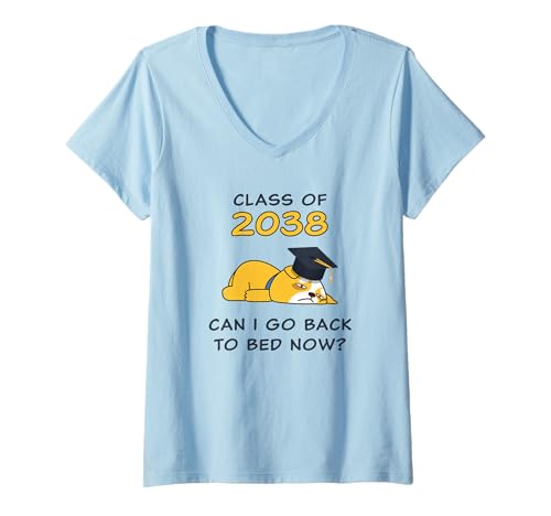 Damen Class of 2038 – Can I Go Back to Bed Now? Funny Graduate Dog T-Shirt mit V-Ausschnitt Damen Class of 2038 – Can I Go Back to Bed Now? Funny Graduate Dog T-Shirt mit V-Ausschnitt von Class of 2038 – Can I Go Back To Bed Now?