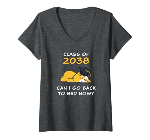 Damen Class of 2038 – Can I Go Back to Bed Now? Funny Graduate Dog T-Shirt mit V-Ausschnitt Damen Class of 2038 – Can I Go Back to Bed Now? Funny Graduate Dog T-Shirt mit V-Ausschnitt von Class of 2038 – Can I Go Back To Bed Now?