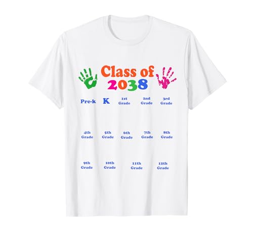 Class of 2038 Grow With Me Lustiger Handabdruck für Jungen und Mädchen T-Shirt Class of 2038 Grow With Me Lustiger Handabdruck für Jungen und Mädchen T-Shirt von Class of 2038 Grow With Me Handprint Graduation