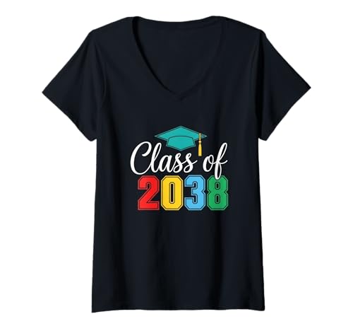 Damen Klasse von 2038 „Grow with Me“, niedlich, für Kinder T-Shirt mit V-Ausschnitt Damen Klasse von 2038 „Grow with Me“, niedlich, für Kinder T-Shirt mit V-Ausschnitt von Class of 2038 Grow with Me Graduation Fun