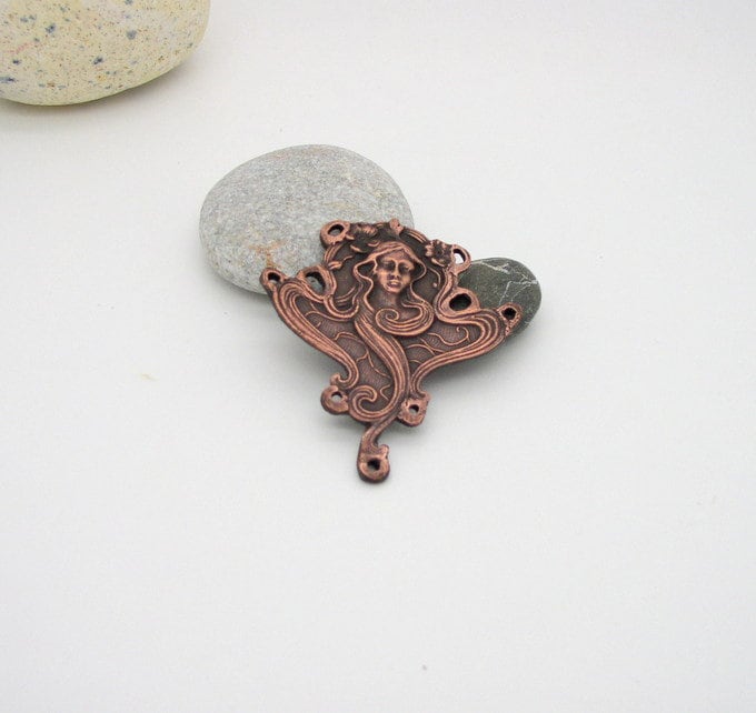 190020 - Großes Jugendstil Mittelstück Antiker Kupferüberzug von ClassOfGlass