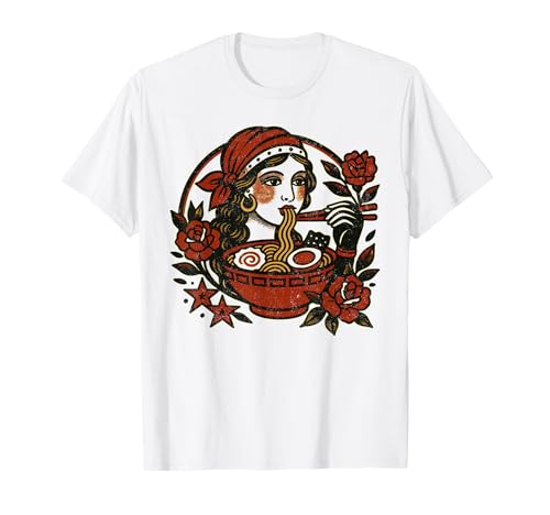 Gypsy Girl Tattoo – Nudel-Design – Essen Ramen Vintage T-Shirt Gypsy Girl Tattoo – Nudel-Design – Essen Ramen Vintage T-Shirt von Classic American Tattoos