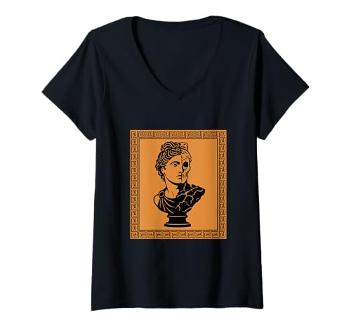 Damen Griechische Gottesstatue, antikes Griechenland, Kunstgeschichte, griechische Mythologie T-Shirt mit V-Ausschnitt von Classic Ancient Greece Inspired Clothing