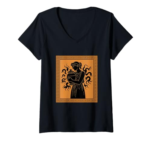Damen Pandora Legende Griechische Mythologie Alte Kunst Mythen T-Shirt mit V-Ausschnitt von Classic Ancient Greece Inspired Clothing