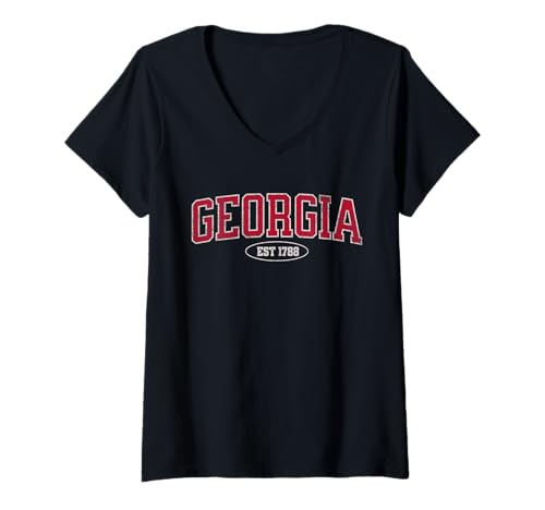 Damen Athens Georgia EST 1788 Distressed Collegiate Style Design T-Shirt mit V-Ausschnitt Damen Athens Georgia EST 1788 Distressed Collegiate Style Design T-Shirt mit V-Ausschnitt von Classic Athens Georgia Apparel Co.