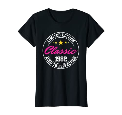 Damen Pink Classic Born 1982 Geburtstagsgeschenk Limited Damen T-Shirt Damen Pink Classic Born 1982 Geburtstagsgeschenk Limited Damen T-Shirt von Classic Born In 1982 Limited Edition Apparel