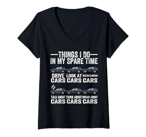 Damen Dinge, die ich in meiner Freizeit Mache Lustiger Autoliebhaber T-Shirt mit V-Ausschnitt Damen Dinge, die ich in meiner Freizeit Mache Lustiger Autoliebhaber T-Shirt mit V-Ausschnitt von Classic Car Lover Designs by A Car Mechanic