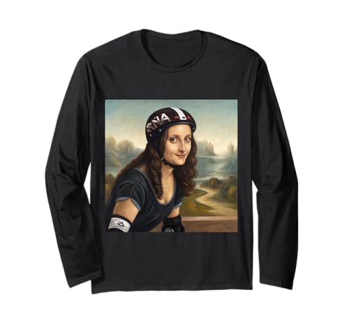 Mona Lisa Roller Derby Girl Feminist Sportlich Vintage Art Langarmshirt von Classic Fusion Apparel