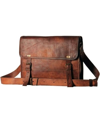 ALASKA EXPORTS -Vintage Handmade Leather Messenger Bag Laptop Briefcase Computer Shoulder Bag for Men and Women brown von Classic Handicraft