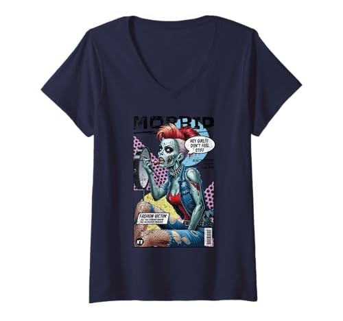 Damen Klassisches Horror-Vintage-Halloween T-Shirt mit V-Ausschnitt Damen Klassisches Horror-Vintage-Halloween T-Shirt mit V-Ausschnitt von Classic Horror Vintage Halloween