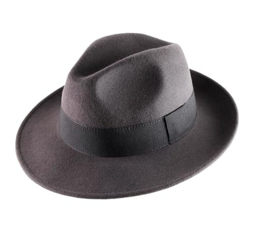 Classic Italy - Fedora Hut Packable wasserabweisend Fedora - Size 57 cm - Anthracite von Classic Italy