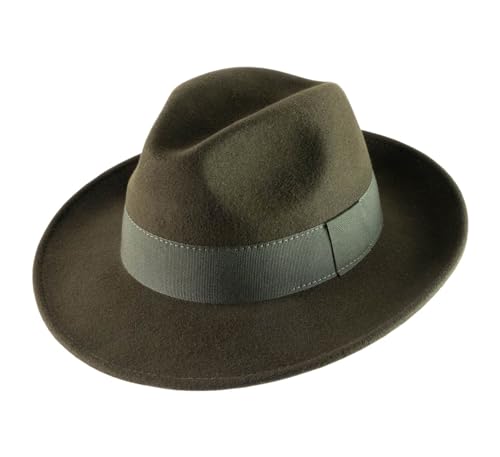 Classic Italy - Fedora Hut Packable wasserabweisend Fedora - Size 57 cm - Olive von Classic Italy