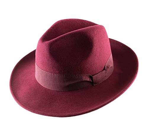 Classic Italy - Fedora Hut Packable wasserabweisend Fedora - Size 64 cm - Bordeaux von Classic Italy