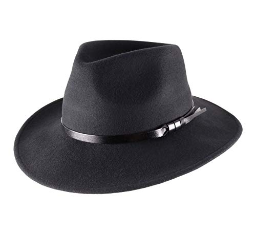 Classic Italy - Fedora Hut Packable wasserabweisend ausladende Krempe Classic Wide Fedora - Size 58 cm - Noir Classic Italy - Fedora Hut Packable wasserabweisend ausladende Krempe Classic Wide Fedora - Size 58 cm - Noir von Classic Italy