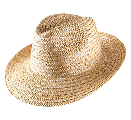 Classic Italy - Fedora Hut ausladende Krempe Nude Fedora Straw - Size 64 cm - Naturel von Classic Italy
