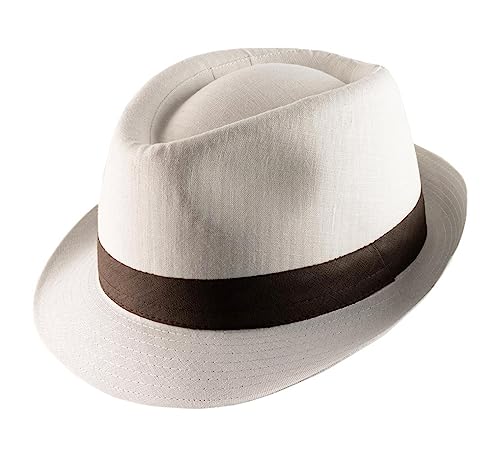 Classic Italy - Trilby Hut Classic Trilby Linen - Size 61 cm - Naturel-Marron von Classic Italy
