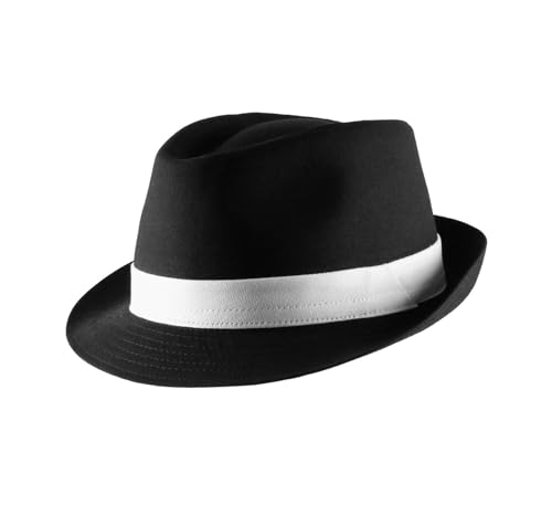 Classic Italy - Trilby Hut Classic Trilby - Size 62 cm - Noir-galon-Blanc von Classic Italy