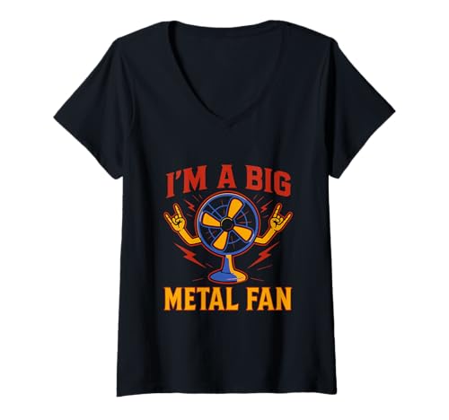 Damen Retro Heavy-Metal Big Rock Music Fan Vintage T-Shirt mit V-Ausschnitt von Classic-Metal Music Fan Vintage Funny Graphic