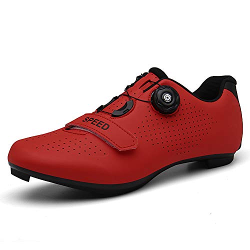 Classic Pink Herren Damen Fahrradschuhe Road Radsportschuhe Rennrad Atmungsaktive Mountainbike Schuhe rot 36 EU von Classic Pink