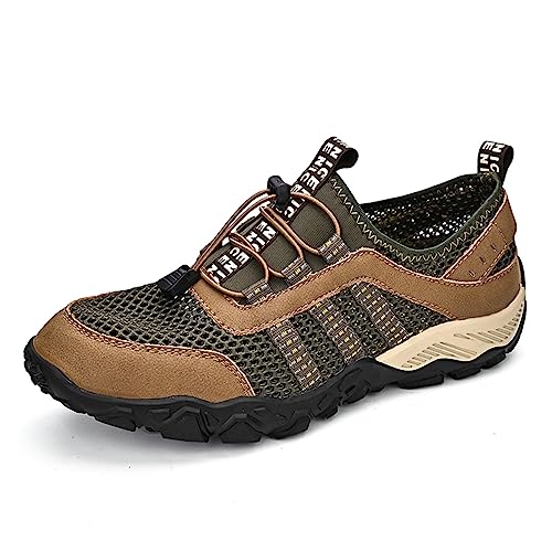 Classic Pink Herren Trekking Wanderschuhe Wasserschuhe Sommer rutschfeste Atmungsaktiv Mesh Schuhe Draussen Sportsandale Braun 47 EU von Classic Pink