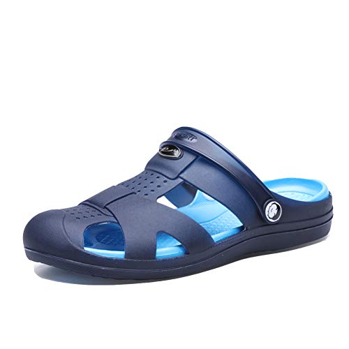 Herren Sommersandalen Strand Garten Clogs Leichte Wasser Pool Schuhe rutschfeste Hausschuhe Blau 42 EU von Bessiboog