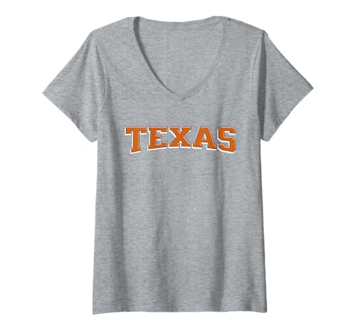 Damen Vintage Texas TX Varsity Print T-Shirt mit V-Ausschnitt Damen Vintage Texas TX Varsity Print T-Shirt mit V-Ausschnitt von Classic Texas Print Retro Varsity Vintage