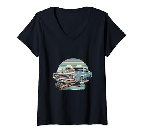 Damen Muscle Car (klassisch, Vintage, Retro-Design) T-Shirt mit V-Ausschnitt von Classic Vintage Muscle Cars and Trucks
