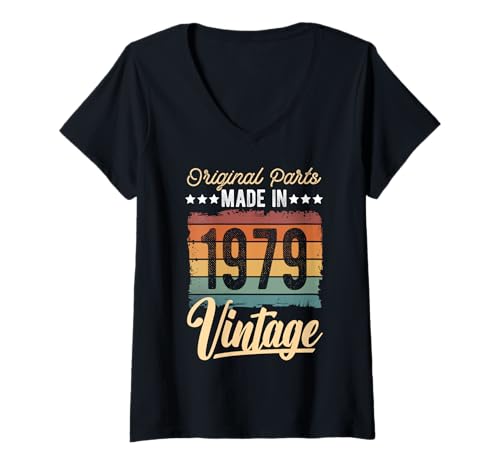 Damen Vintage 1979 Made in Original Parts T-Shirt T-Shirt mit V-Ausschnitt Damen Vintage 1979 Made in Original Parts T-Shirt T-Shirt mit V-Ausschnitt von Classic Vintage Special Edition Birthday Tee's.