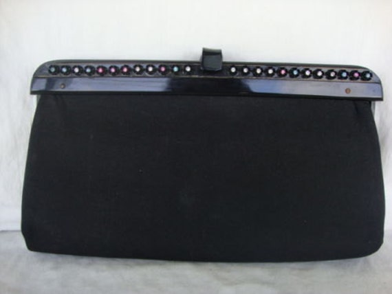 Mehrfarbige Rhinsteine Auf Hübscher Schwarzer Clutch von ClassicBagsSP