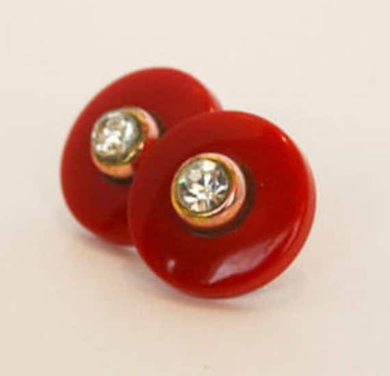 Rote Lucit Und Strass Ohrringe von ClassicBagsSP