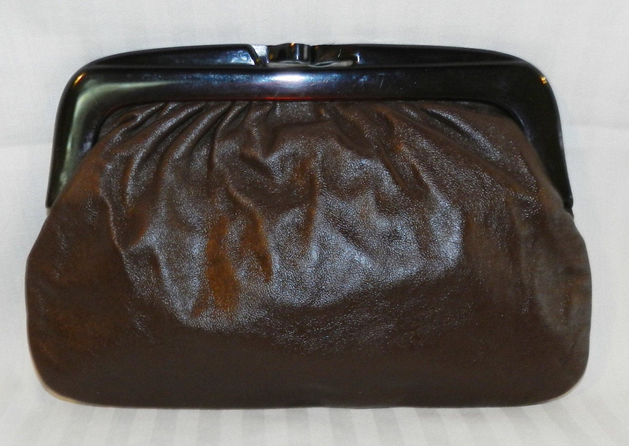 Vtg Brown Leder Clutch Aus Italien von ClassicBagsSP