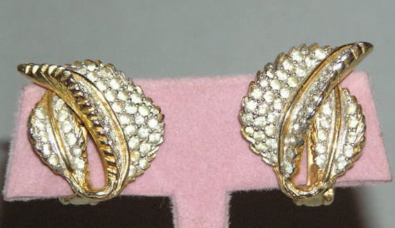 Vtg Nettie Rosenstein Strass Blatt Ohrringe von ClassicBagsSP