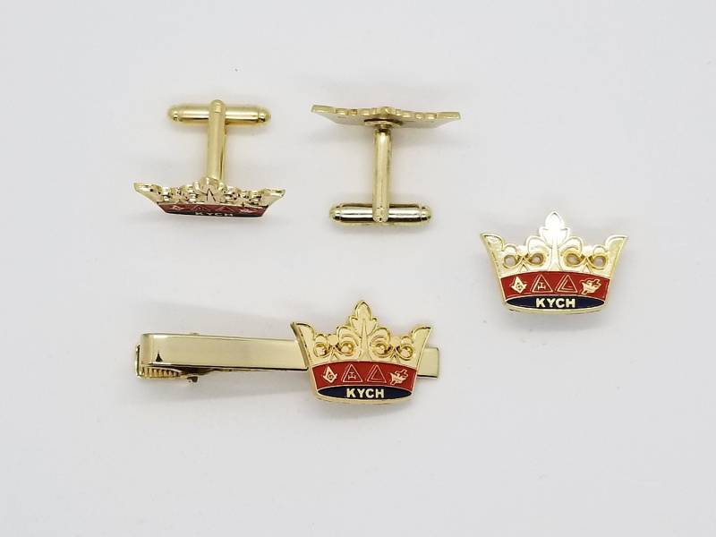 Freimaurer Kych Goldfarbene Krawattenklammer, Manschettenknöpfe & Anstecknadel Im Set von ClassicDesignsGifts