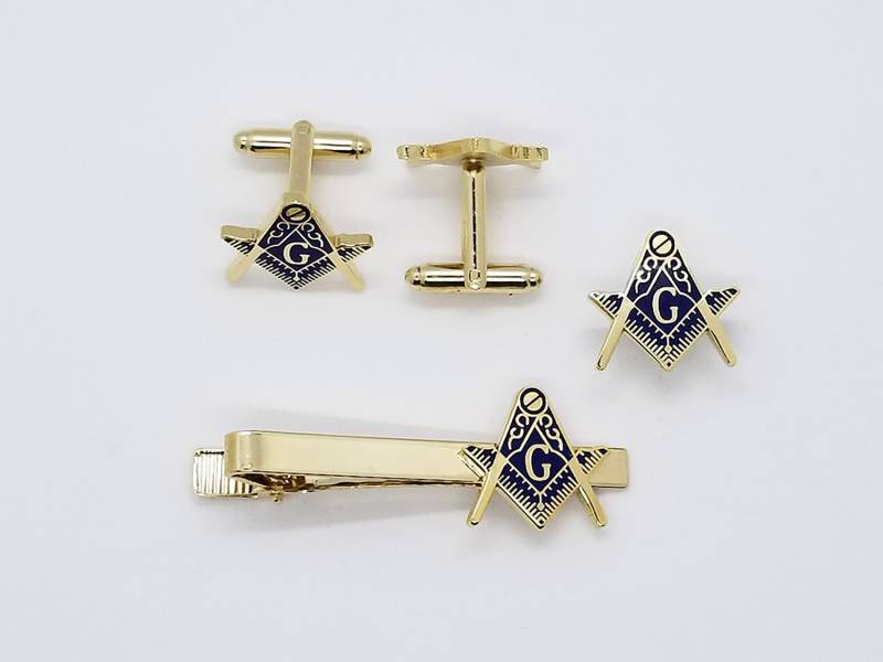 Gold Masonic Schmuck Set Krawattenklammer, Manschettenknöpfe & Anstecknadel von ClassicDesignsGifts