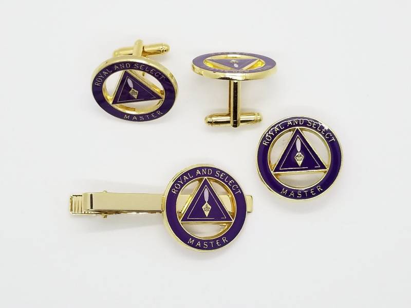 Freimaurer Manschettenknöpfe Set Royal Masters Krawattenklammer & Anstecknadel von ClassicDesignsGifts