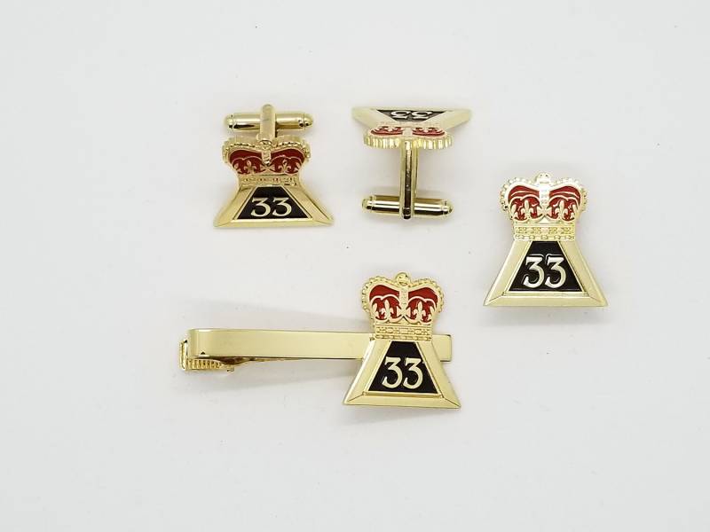 Freimaurer 33 Grad Krone Krawattenklammer, Manschettenknopf, Anstecknadel Set von ClassicDesignsGifts