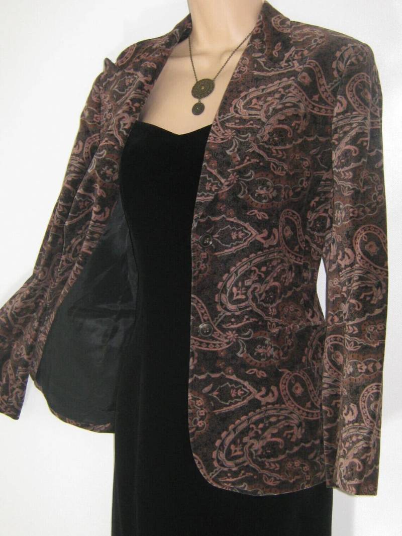 Laura Ashley Vintage Festliche Maßgeschneiderte Paisley Samt Abend Jacke Blazer, Uk 40 von ClassicLauraAshley